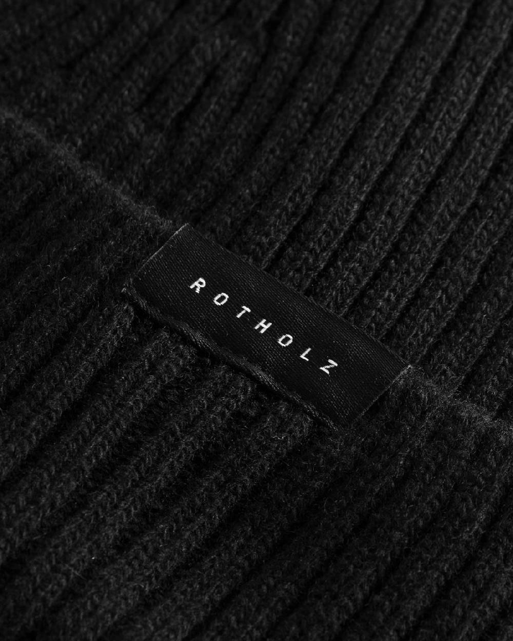 Rotholz Klassische Mütze Wollmix Ripp - Schwarz Zeitlich begrenztes Angebot