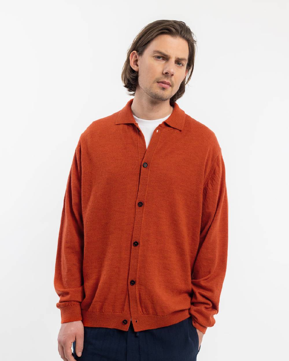 Rotholz Strick Shirt Merinowolle - Rot Exklusive Angebote