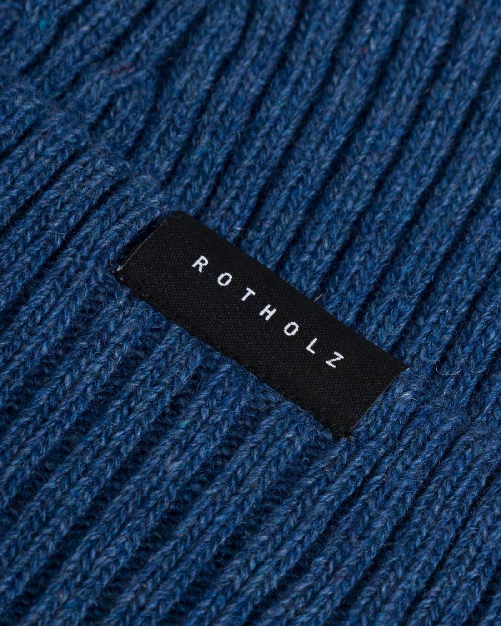 Rotholz Klassische Mütze Wollmix Ripp - Blau Blitzangebot
