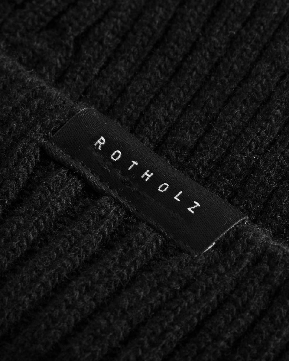 Rotholz Kurze Mütze Wollmix Ripp - Schwarz Neuheiten