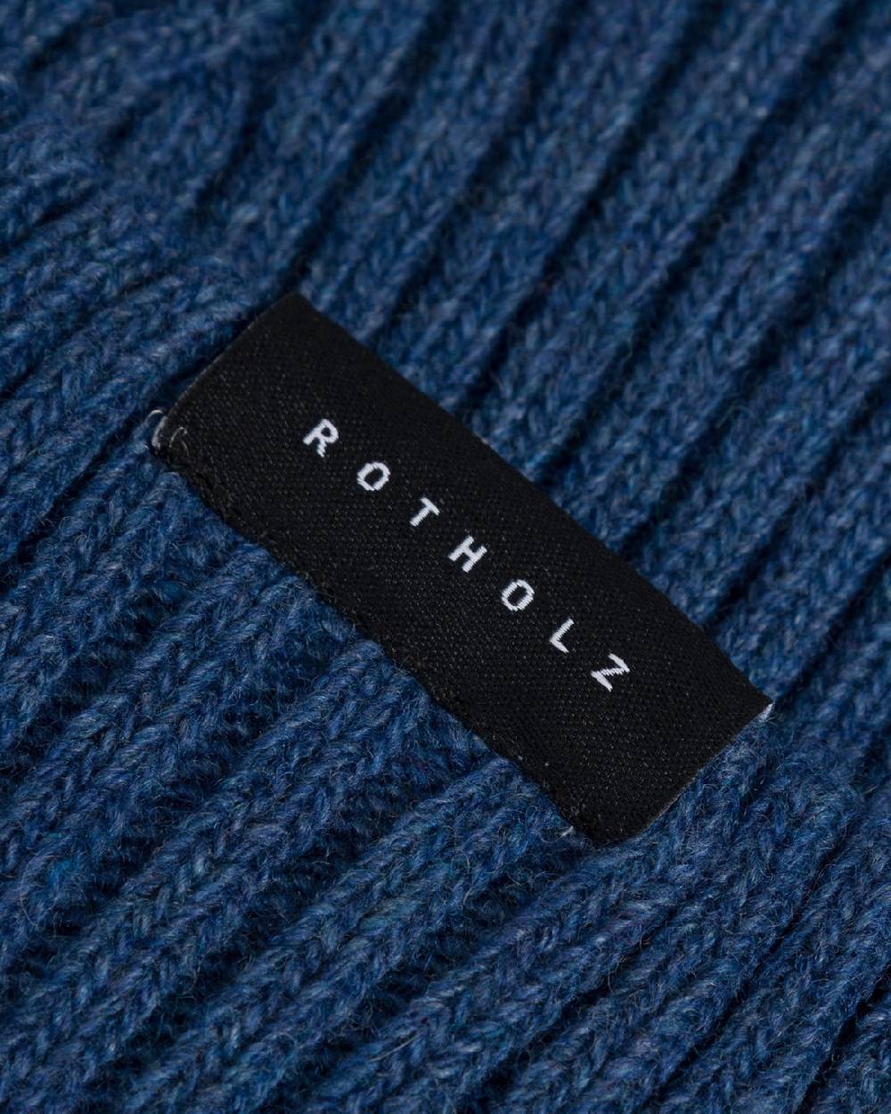 Rotholz Kurze Mütze Wollmix Ripp - Blau Saisonale Angebote