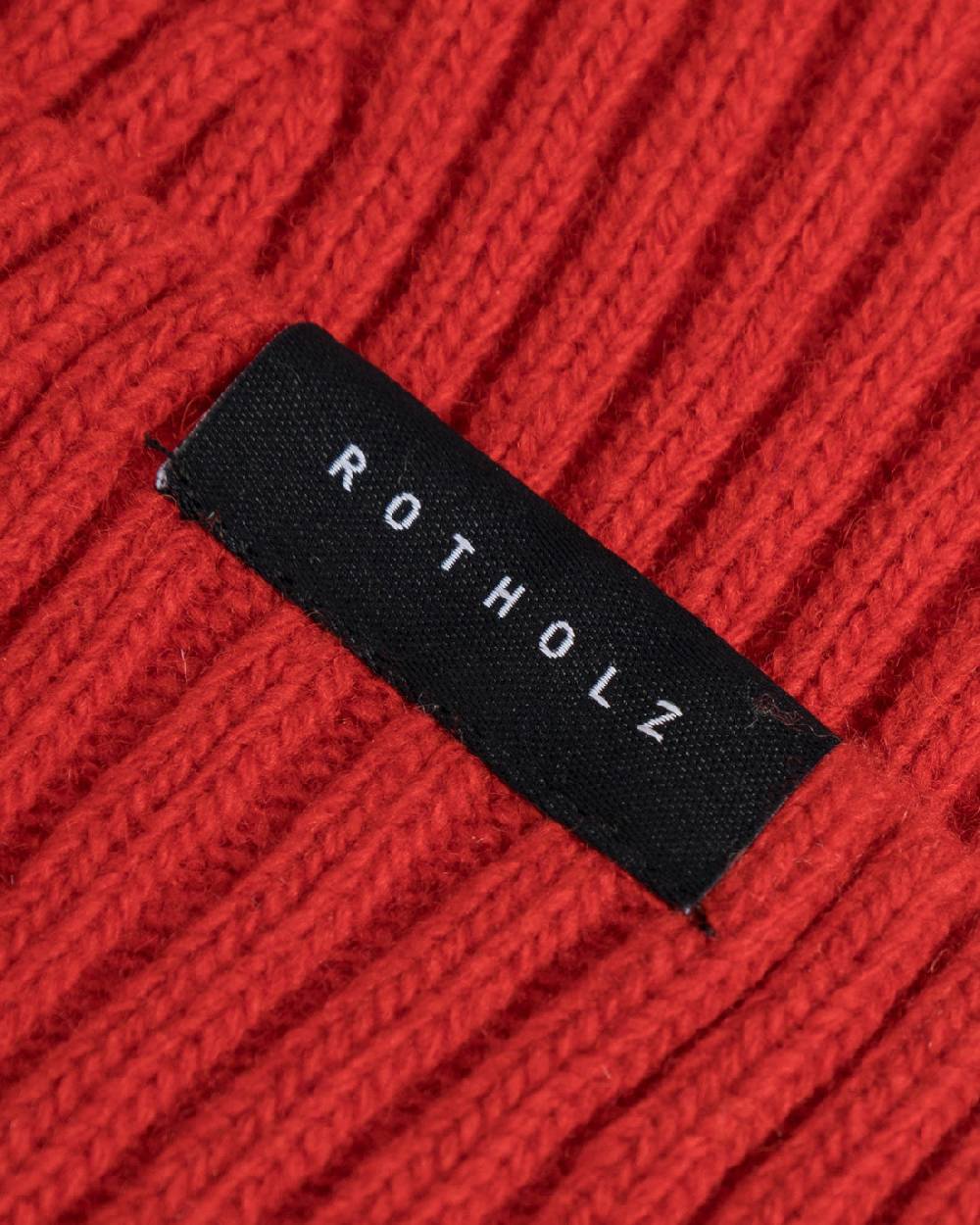 Rotholz Kurze Mütze Wollmix Ripp - Rot Räumungsverkauf