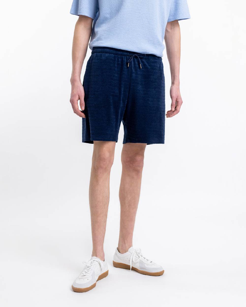 Rotholz Frottee Shorts aus Bio-Baumwolle Blau Tiefpreis