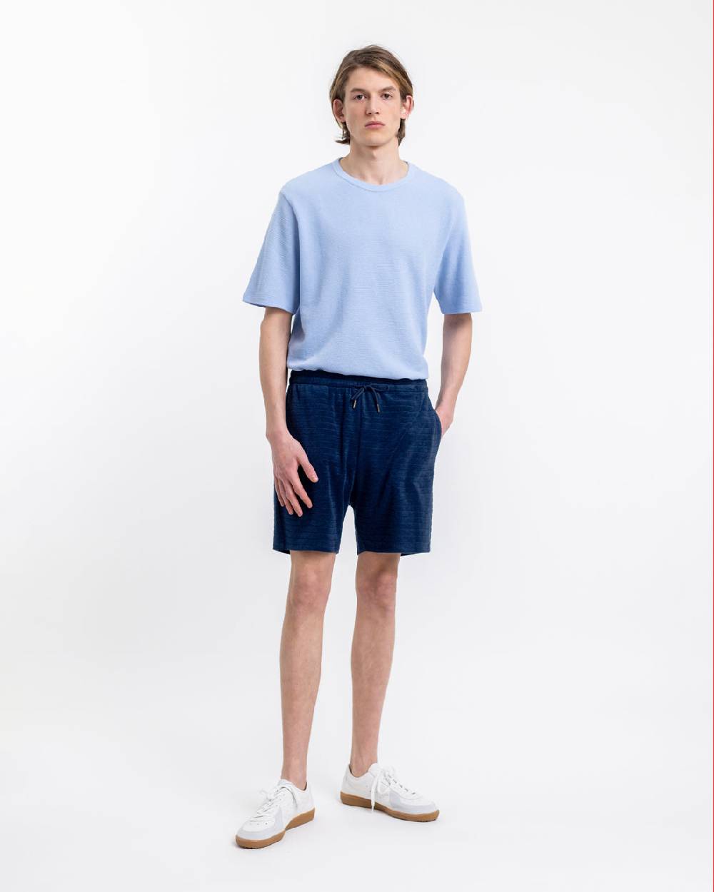 Rotholz Frottee Shorts aus Bio-Baumwolle Blau Tiefpreis