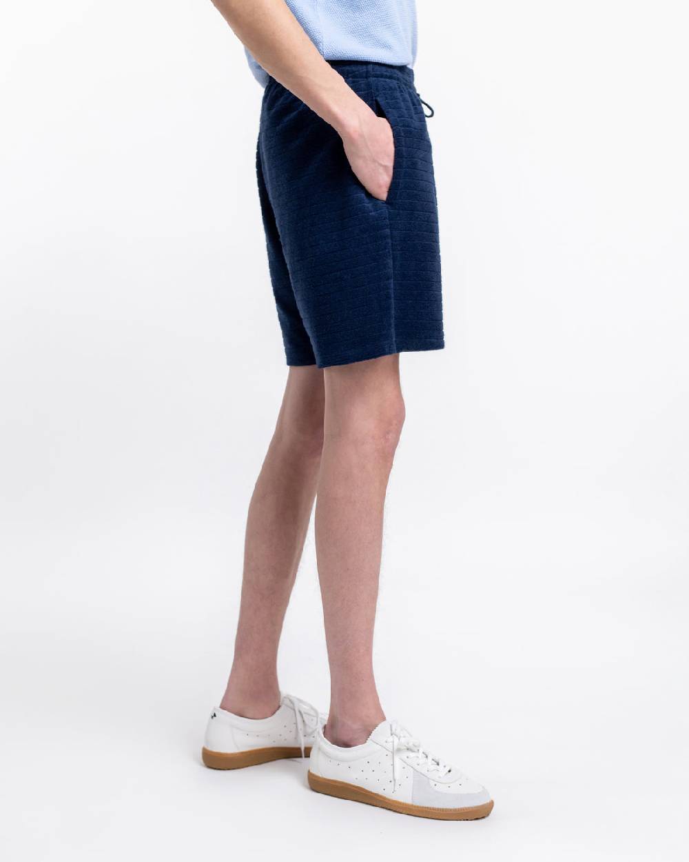 Rotholz Frottee Shorts aus Bio-Baumwolle Blau Tiefpreis
