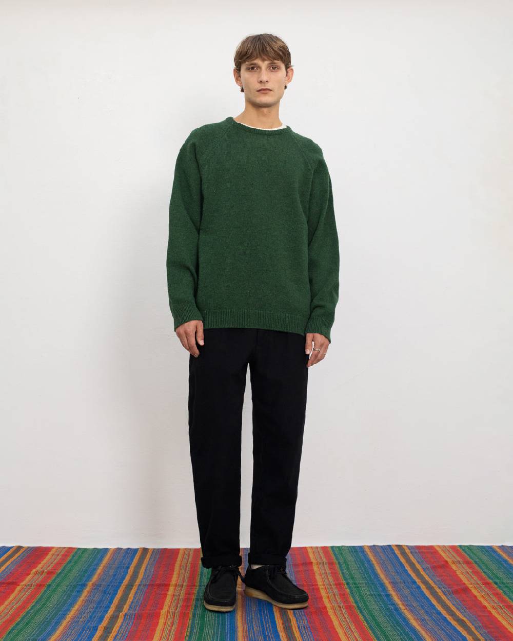 Rotholz Smiley Strickpullover Recycelte Wolle - Grün Nur für heute