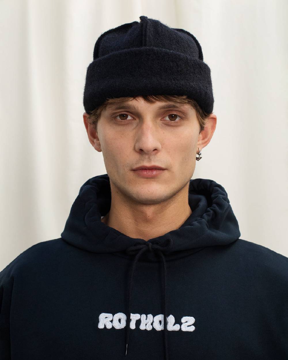 Rotholz Toque Bio Wollmischung - Schwarz Sonderangebot der Fabrik