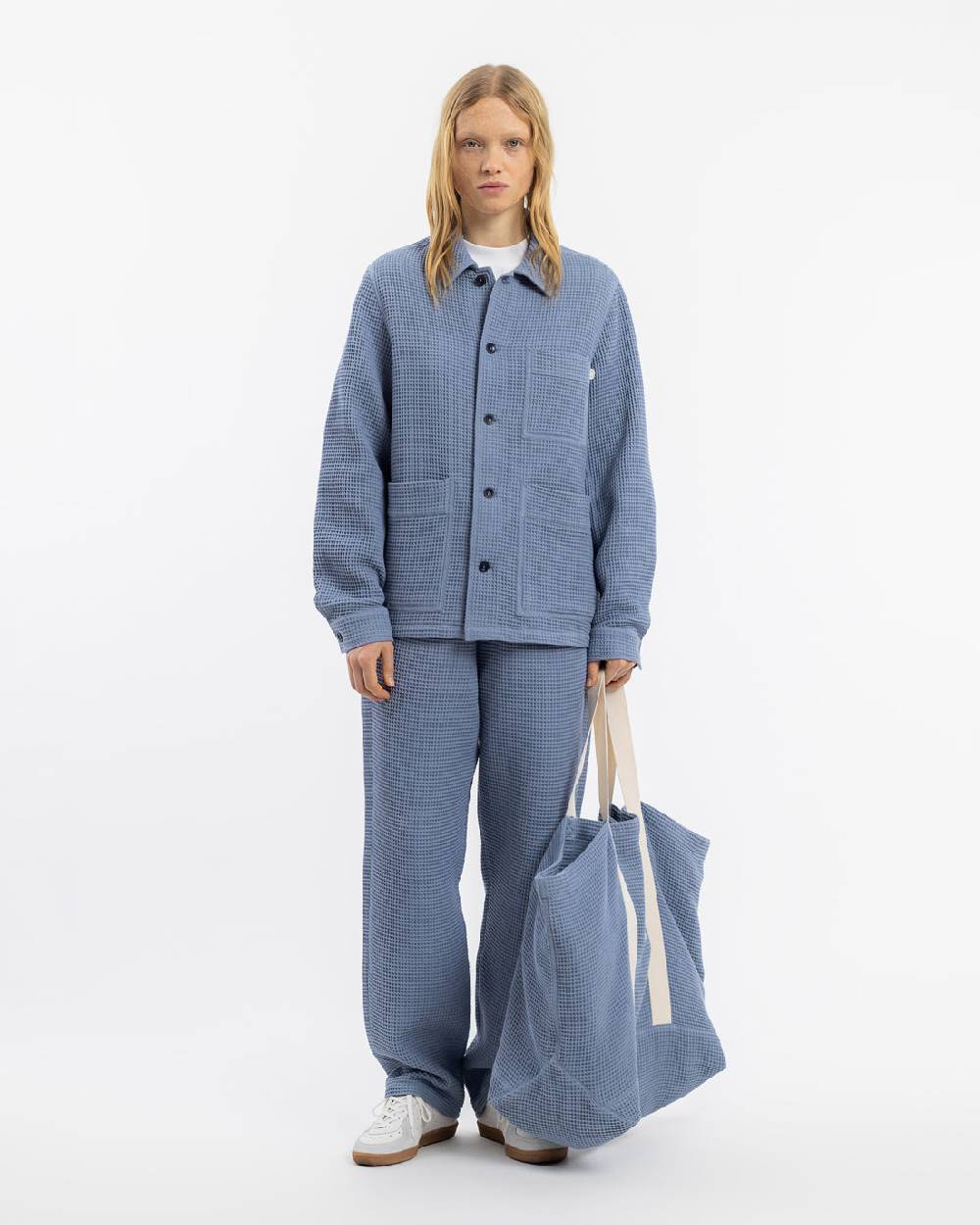 Rotholz Workwear Jacke Waffle Cotton - Hellblau Black Friday Preise