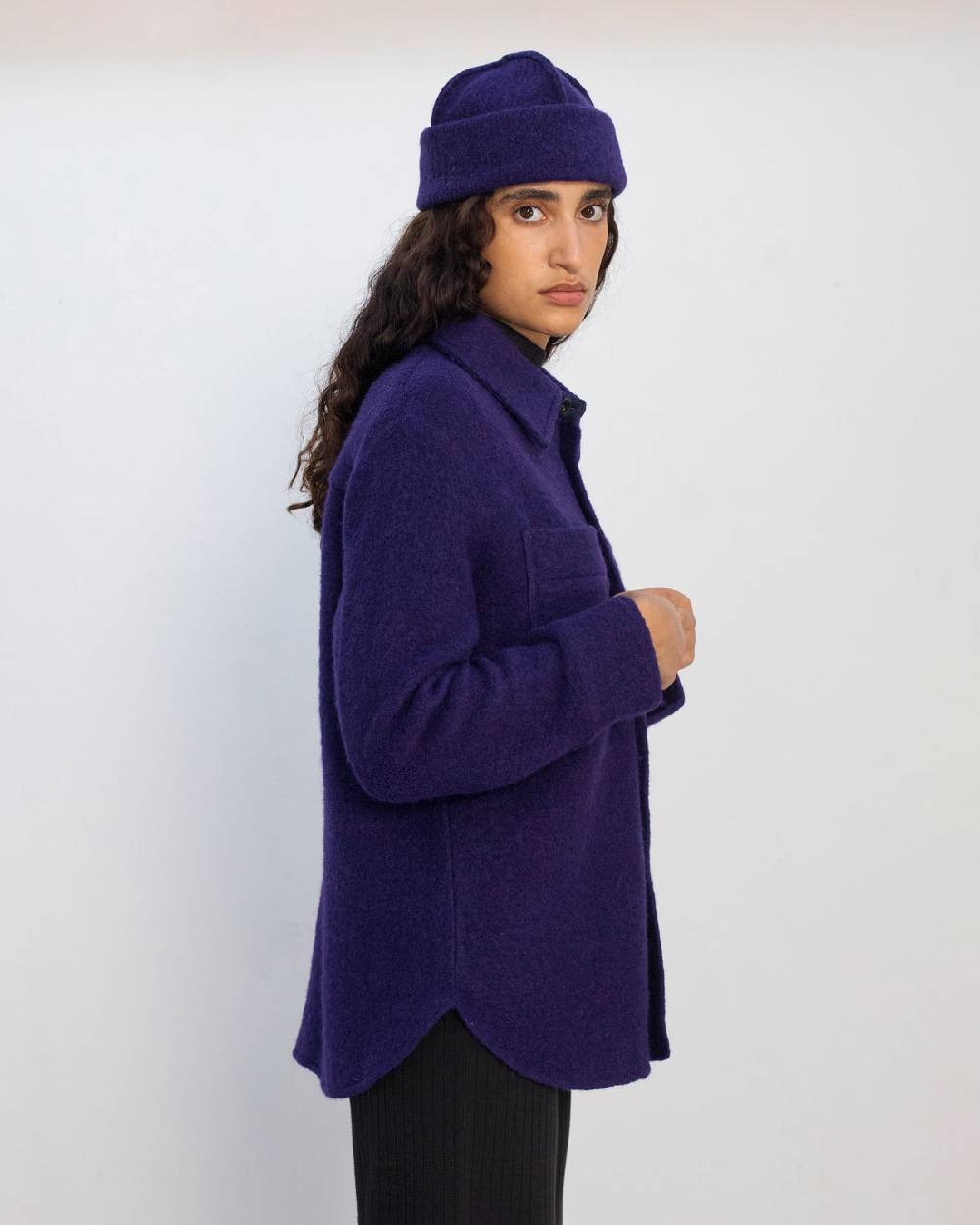 Rotholz Dickes Overshirt Bio Wollmischung - Lila zollfrei