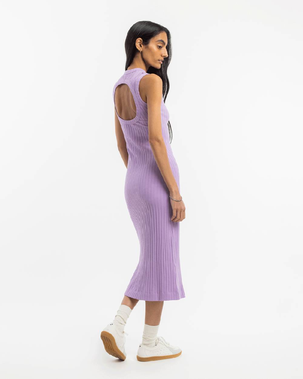Rotholz Geripptes Kleid Bio Baumwolle - Lavendel Verkauf