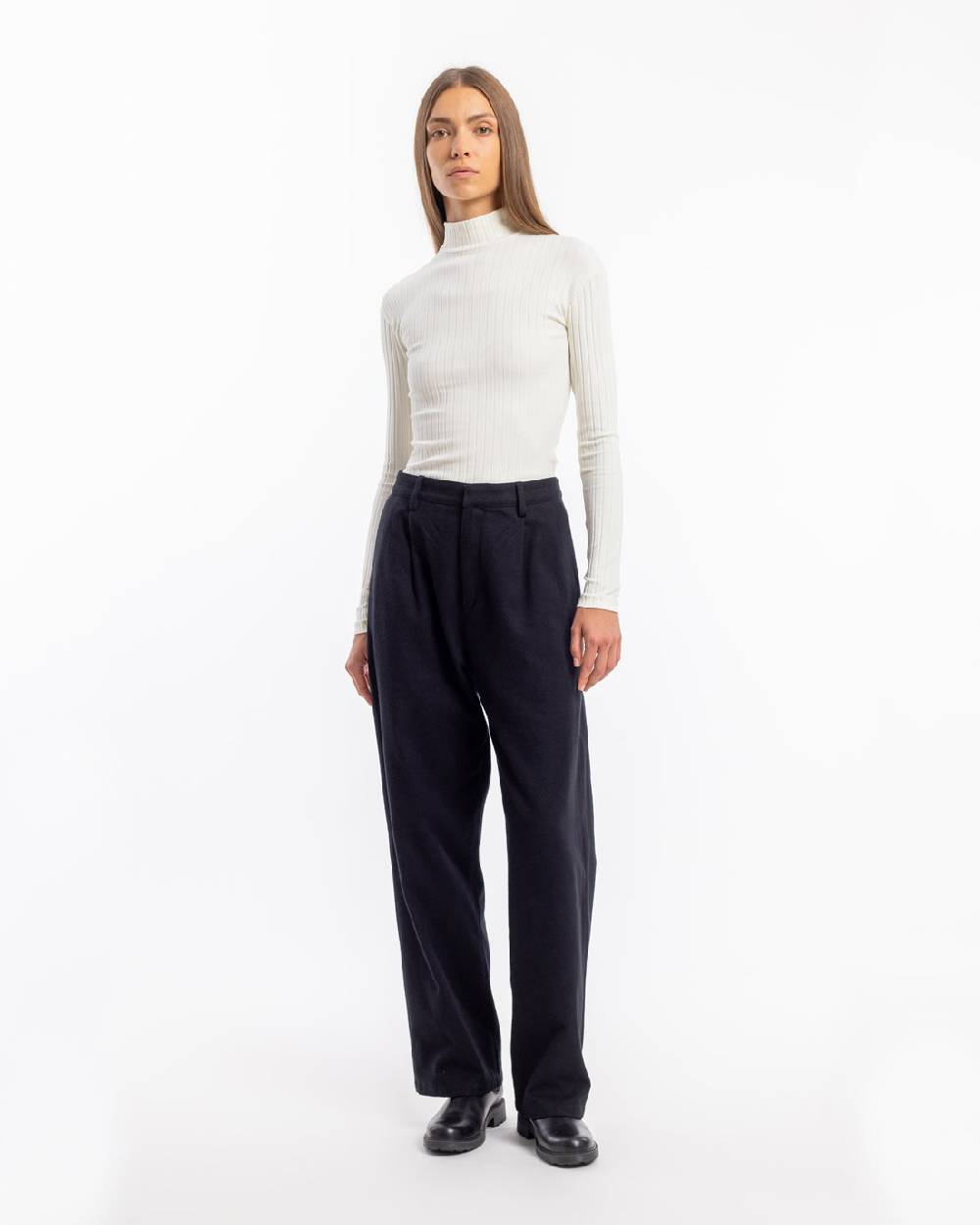 Rotholz Geripptes Longsleeve Bio Baumwolle - Off-White im Angebot