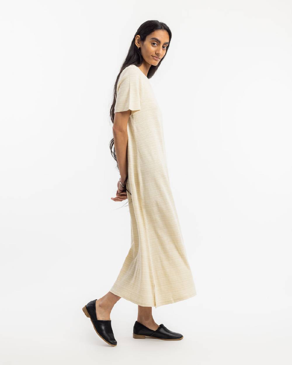 Rotholz Gestreiftes T-Shirt Kleid - Creme Günstiger Verkauf