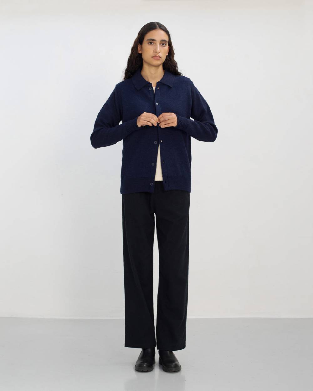 Rotholz Strick Shirt Merinowolle - Blau Fabrik Onlineshop