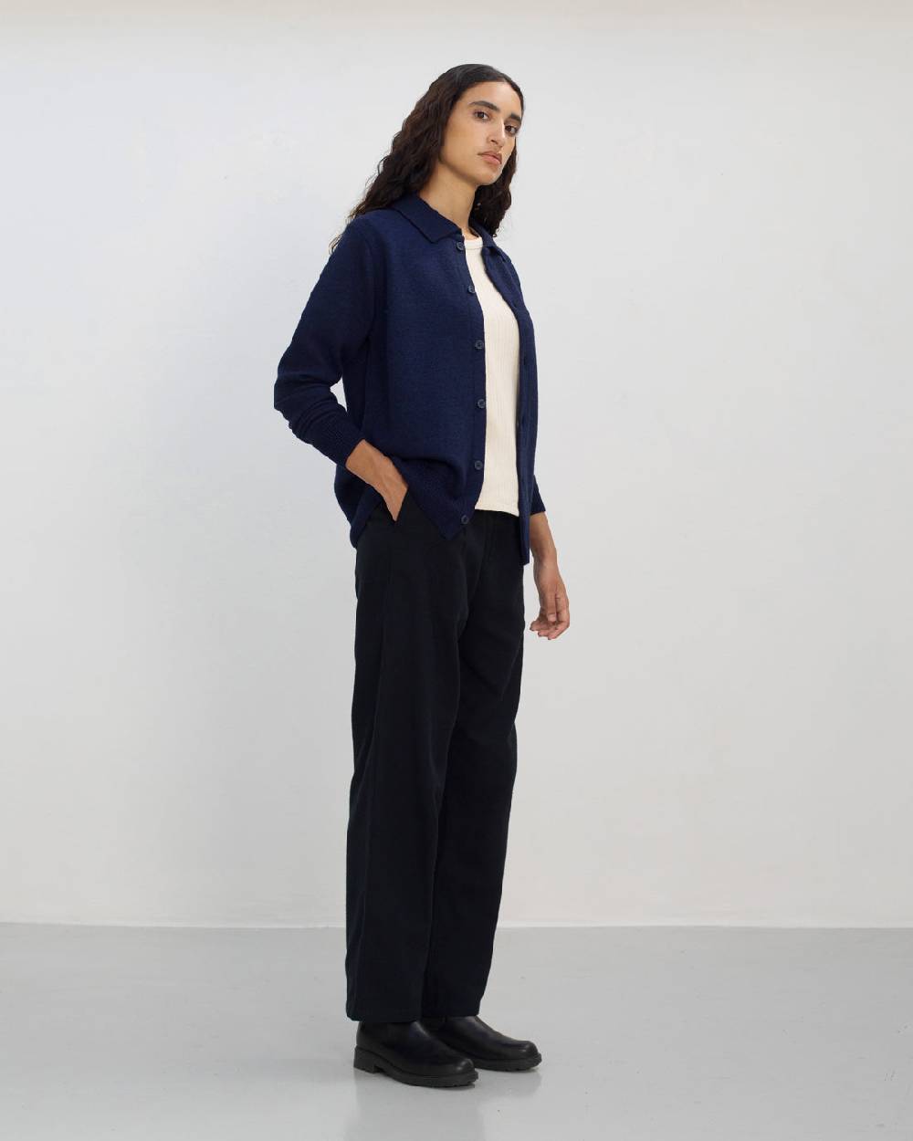 Rotholz Strick Shirt Merinowolle - Blau Fabrik Onlineshop