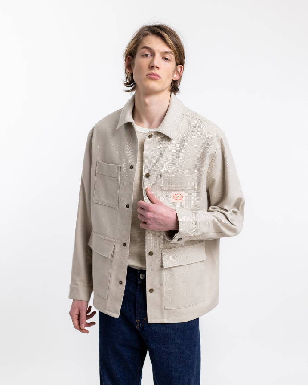 Rotholz Leichte Jacke aus Bio Canvas Beige Kariert Großer Ausverkauf