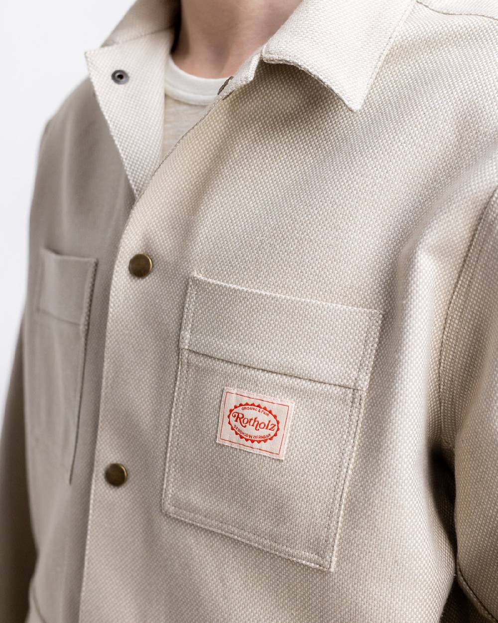Rotholz Leichte Jacke aus Bio Canvas Beige Kariert Großer Ausverkauf