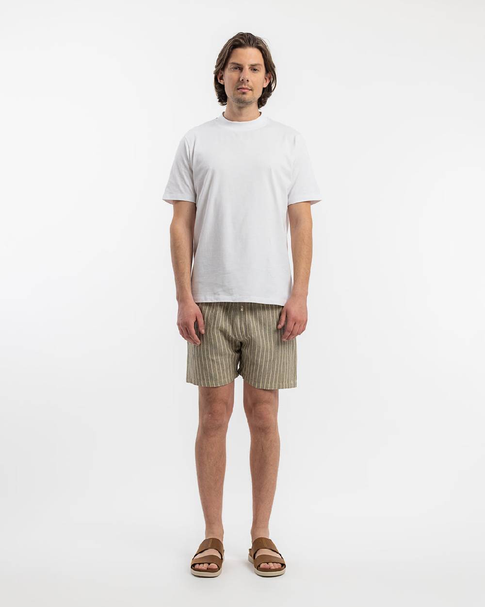Rotholz Kurze Hose Leinen Mix - Grau Gestreift Zeitlich begrenztes Angebot