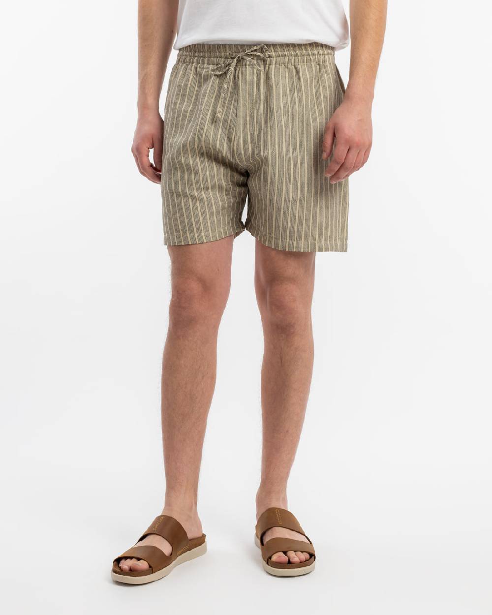 Rotholz Kurze Hose Leinen Mix - Grau Gestreift Zeitlich begrenztes Angebot