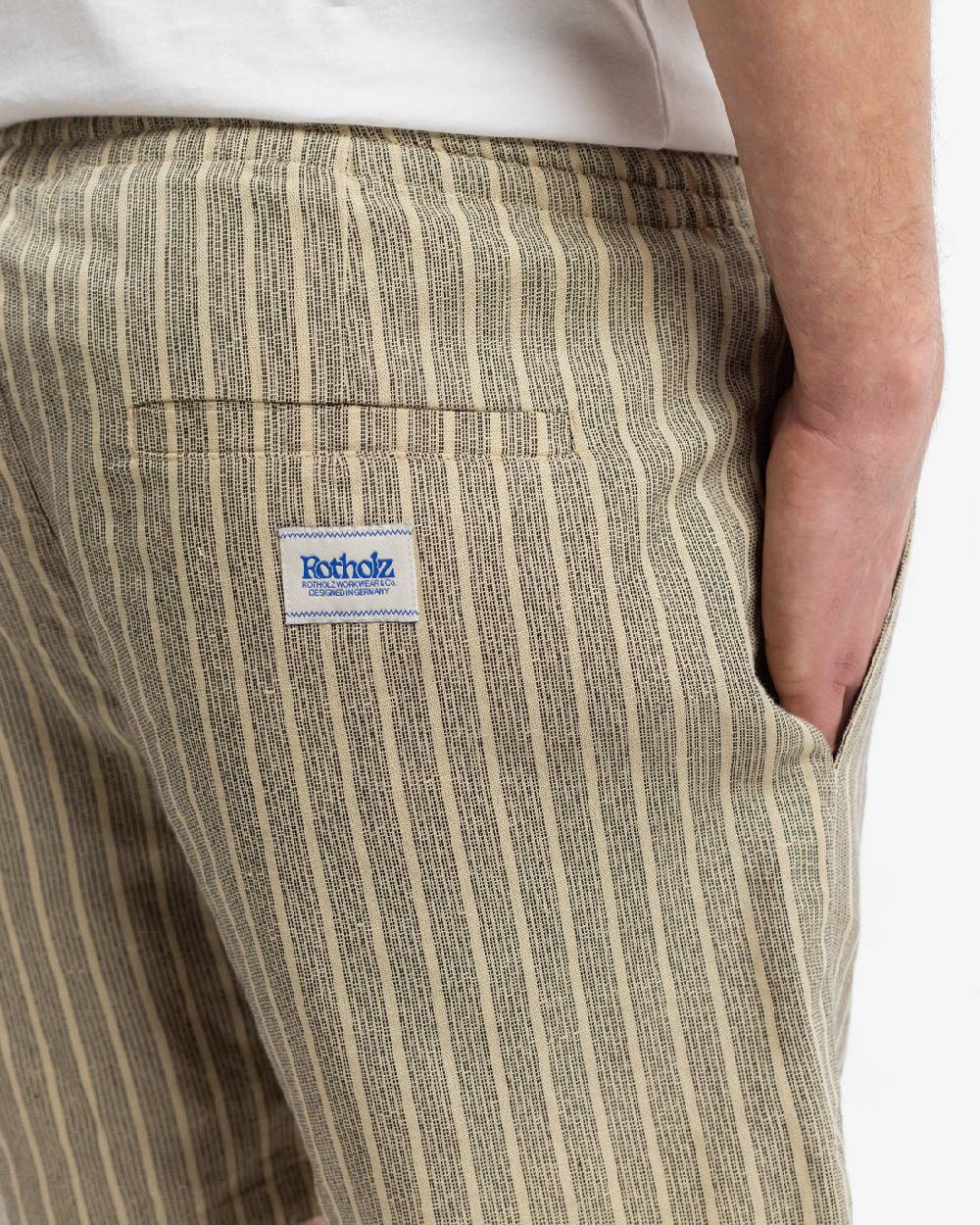 Rotholz Kurze Hose Leinen Mix - Grau Gestreift Zeitlich begrenztes Angebot