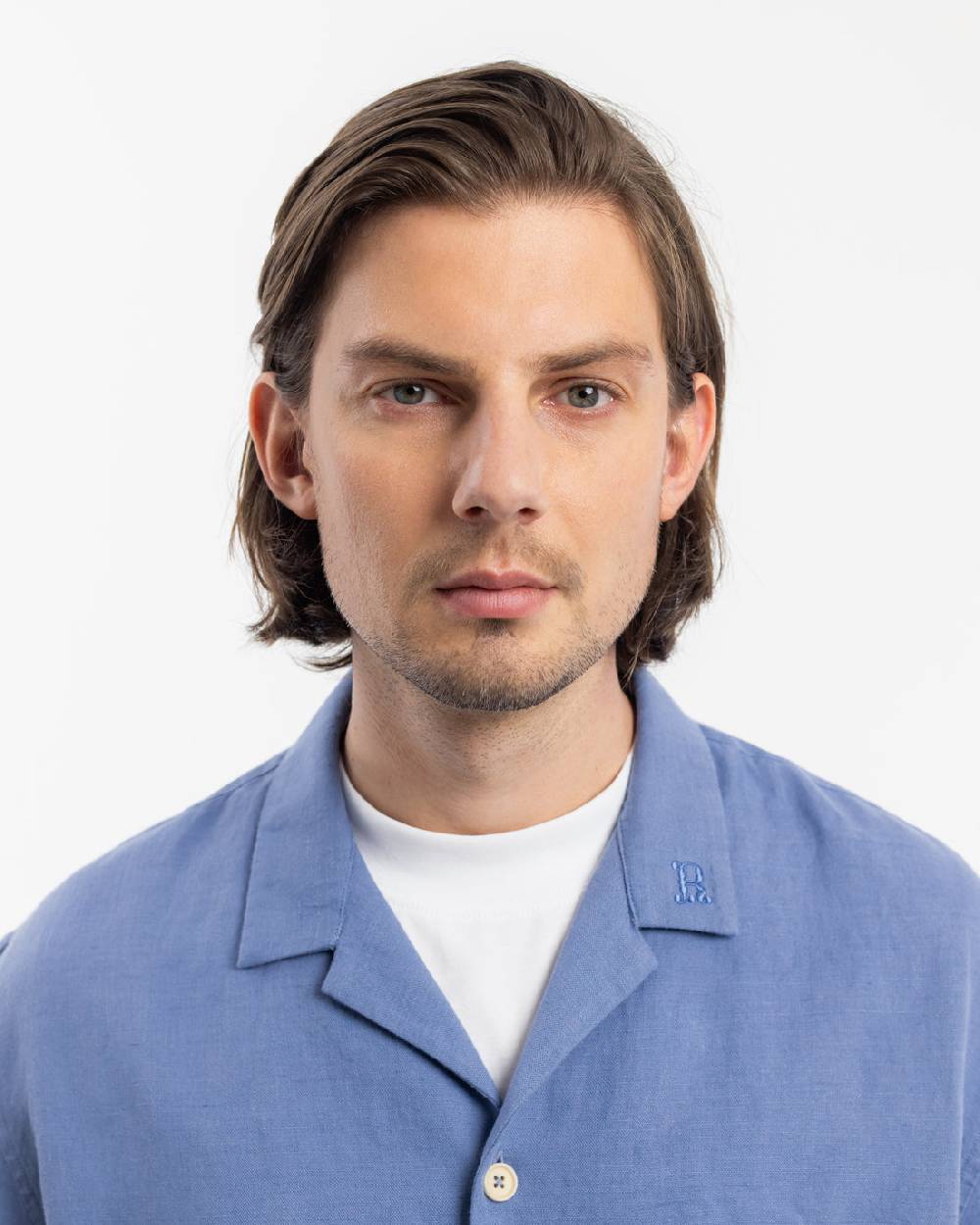 Rotholz Bowling Shirt Leinen Mix - Hellblau Tiefpreis