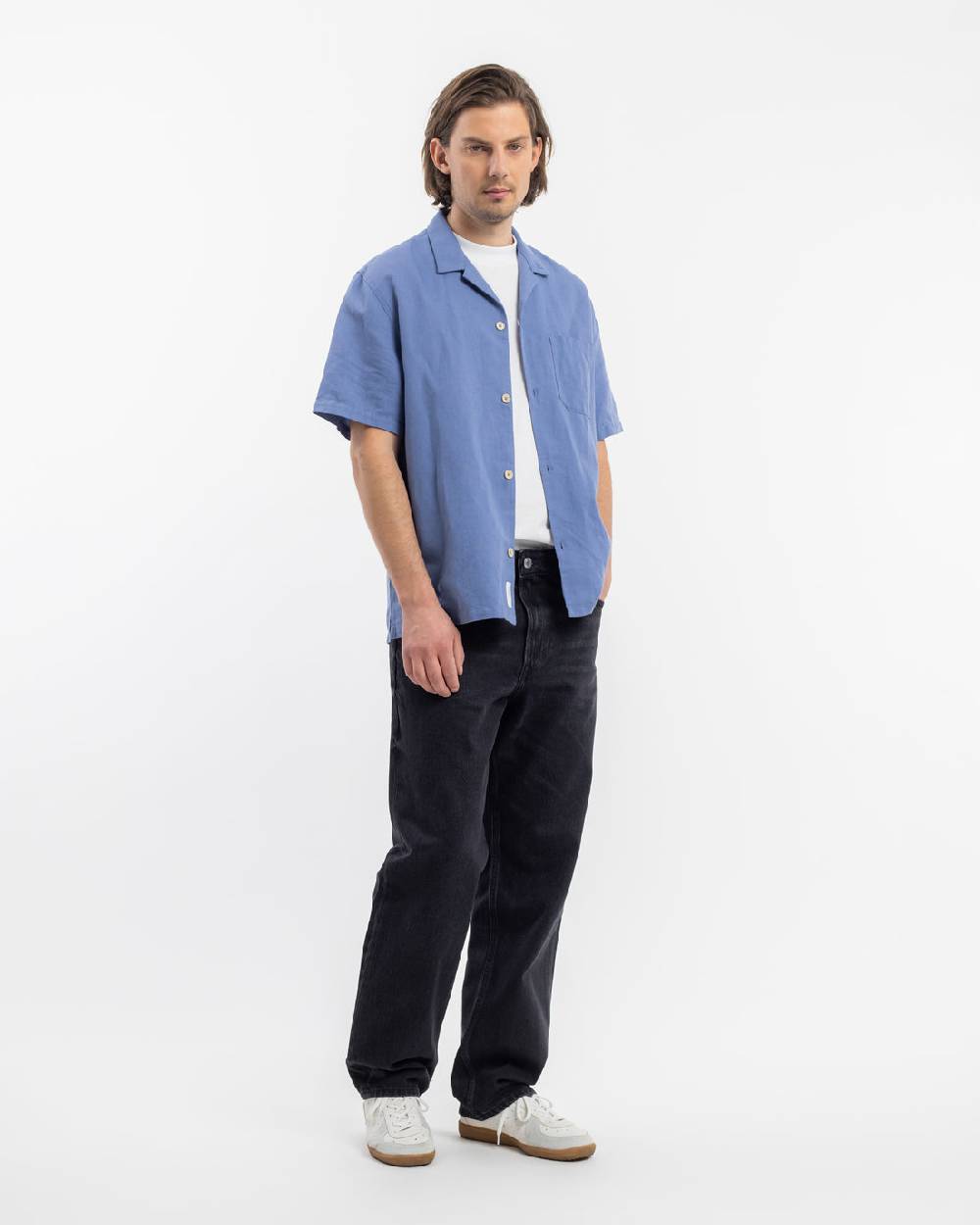 Rotholz Bowling Shirt Leinen Mix - Hellblau Tiefpreis