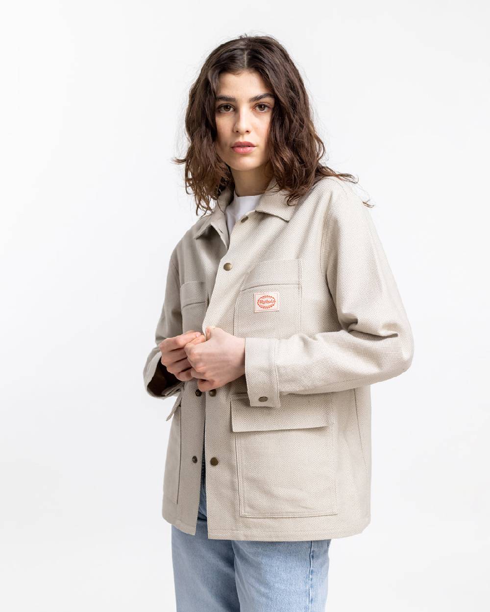 Rotholz Leichte Jacke aus Bio Canvas Beige Kariert Im Verkauf