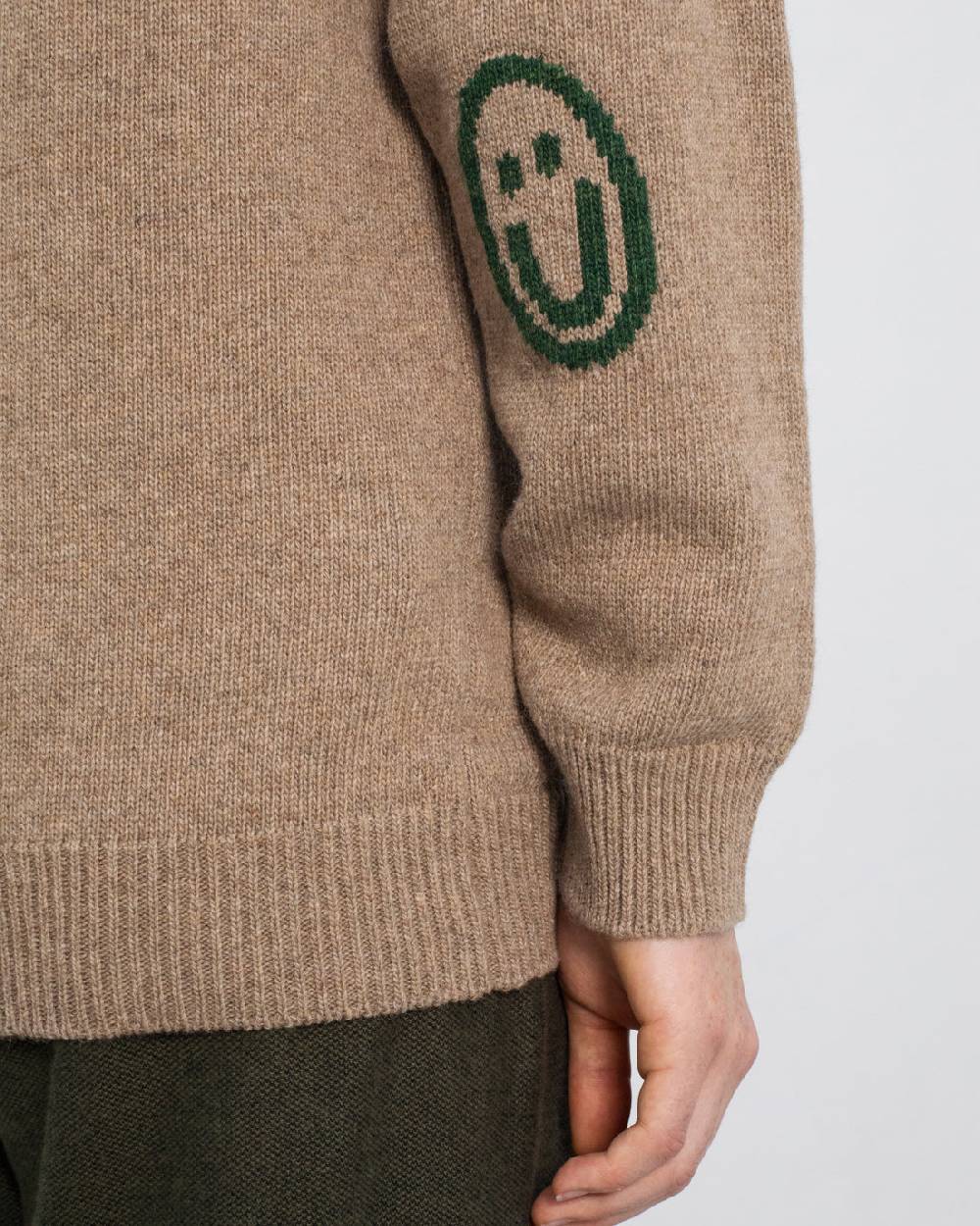 Rotholz Smiley Strickpullover Recycelte Wolle - Beige Auslauf