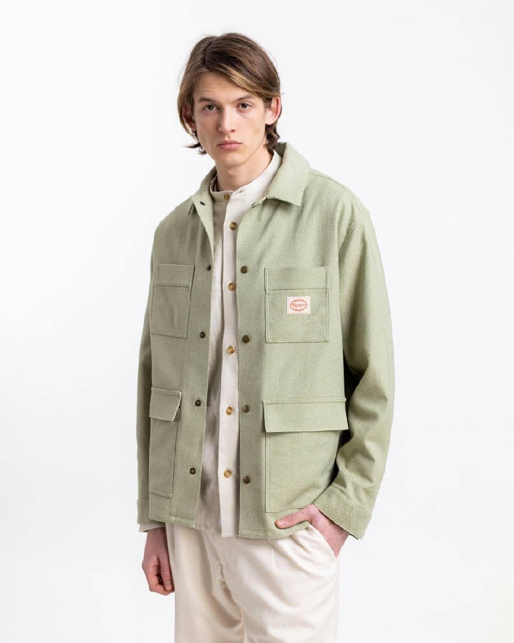 Rotholz Leichte Jacke aus Bio Canvas Grün Kariert im Angebot