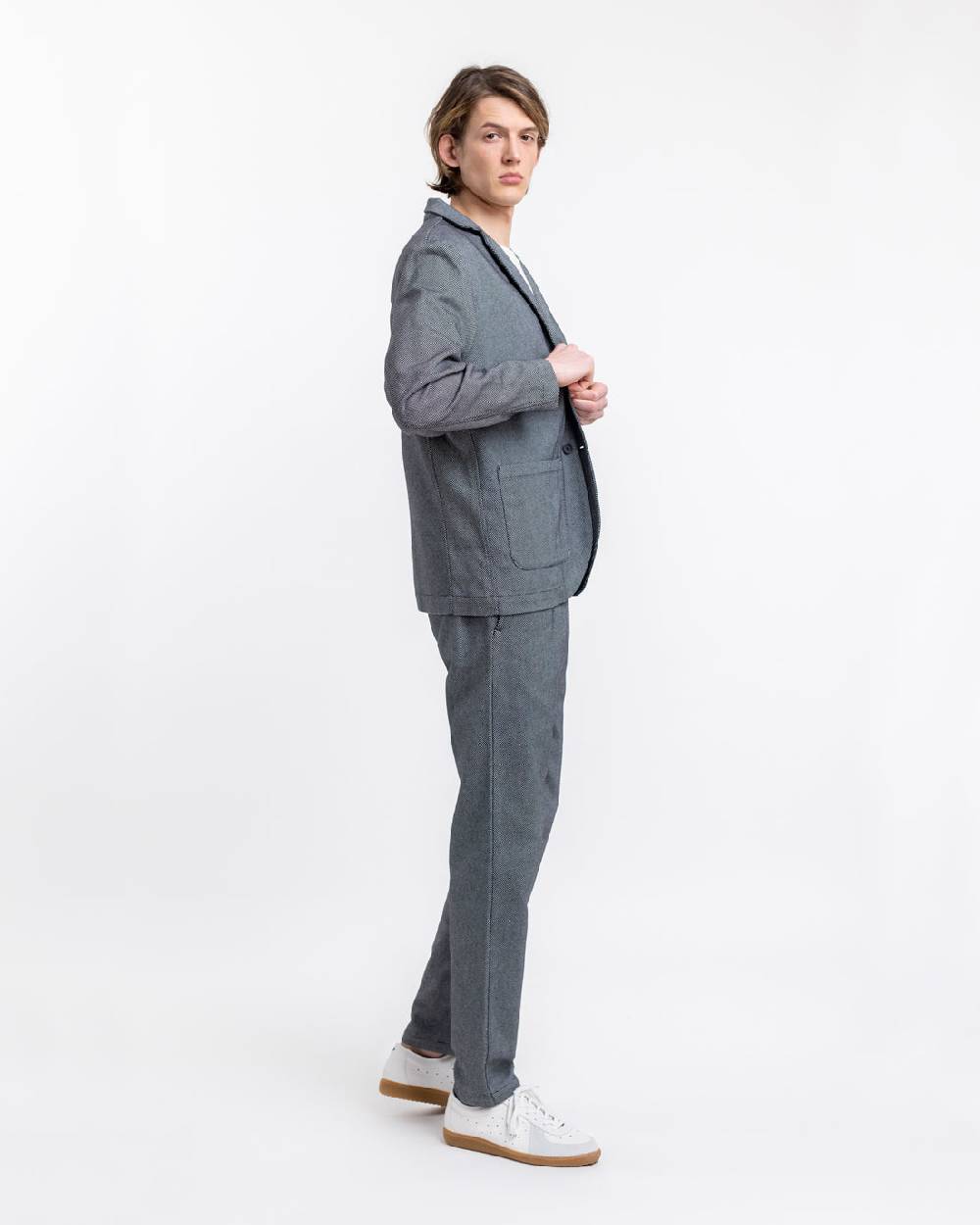 Rotholz Workwear Blazer aus Bio Canvas Schwarz Kariert Schlussverkauf