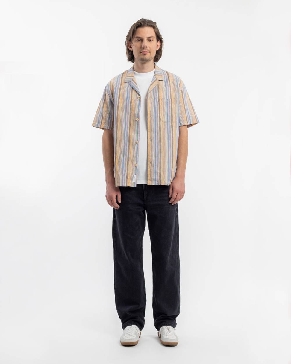 Rotholz Bowling Shirt Leinen Mix - Gestreift Fabrikverkauf