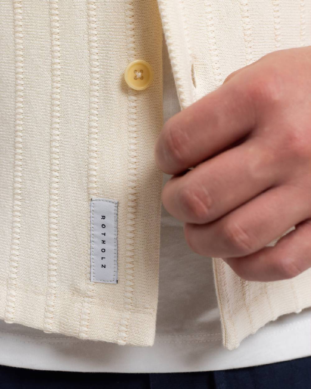 Rotholz Strick Bowling Shirt Bio Baumwolle - Creme Blitzverkäufe