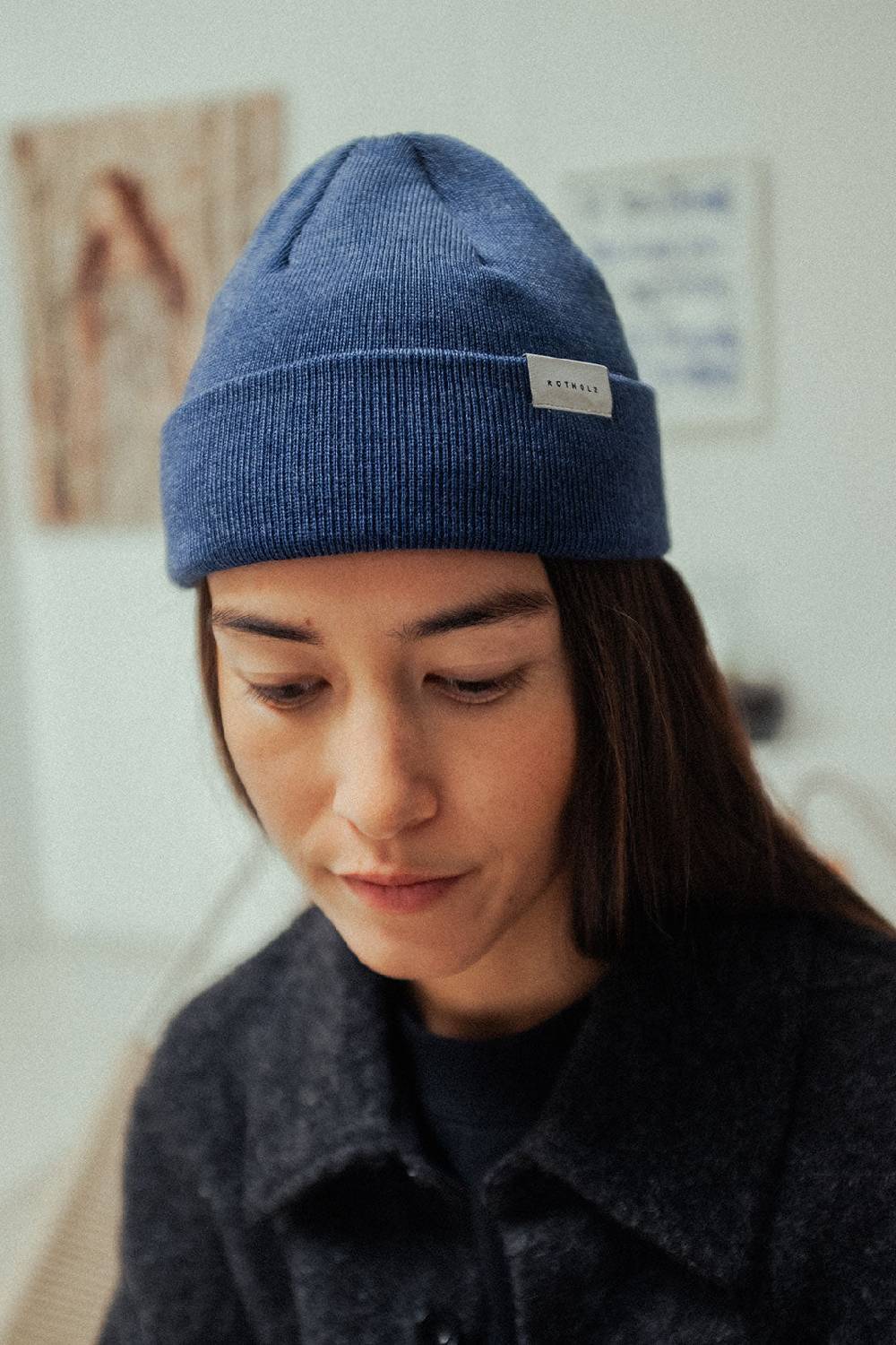 Rotholz Kurze Mütze Merino Fein - Blau Flash Sale