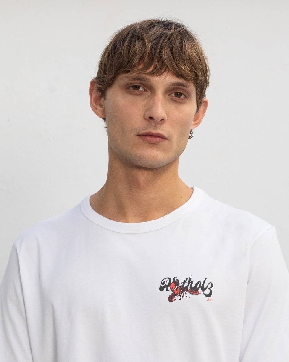 Rotholz Lobster Logo T-Shirt Bio Baumwolle - Weiß Jubiläumsangebot