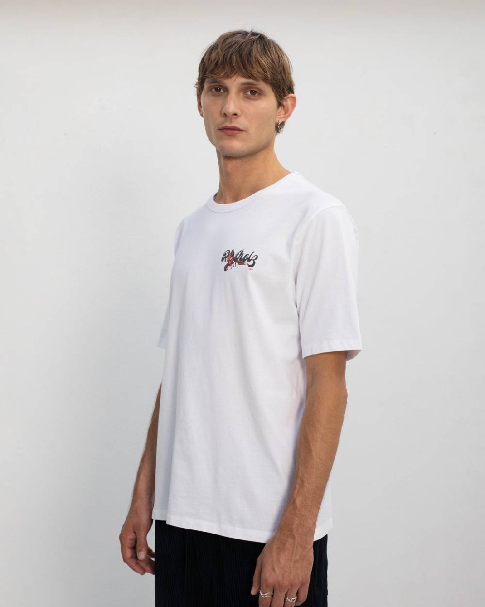 Rotholz Lobster Logo T-Shirt Bio Baumwolle - Weiß Jubiläumsangebot
