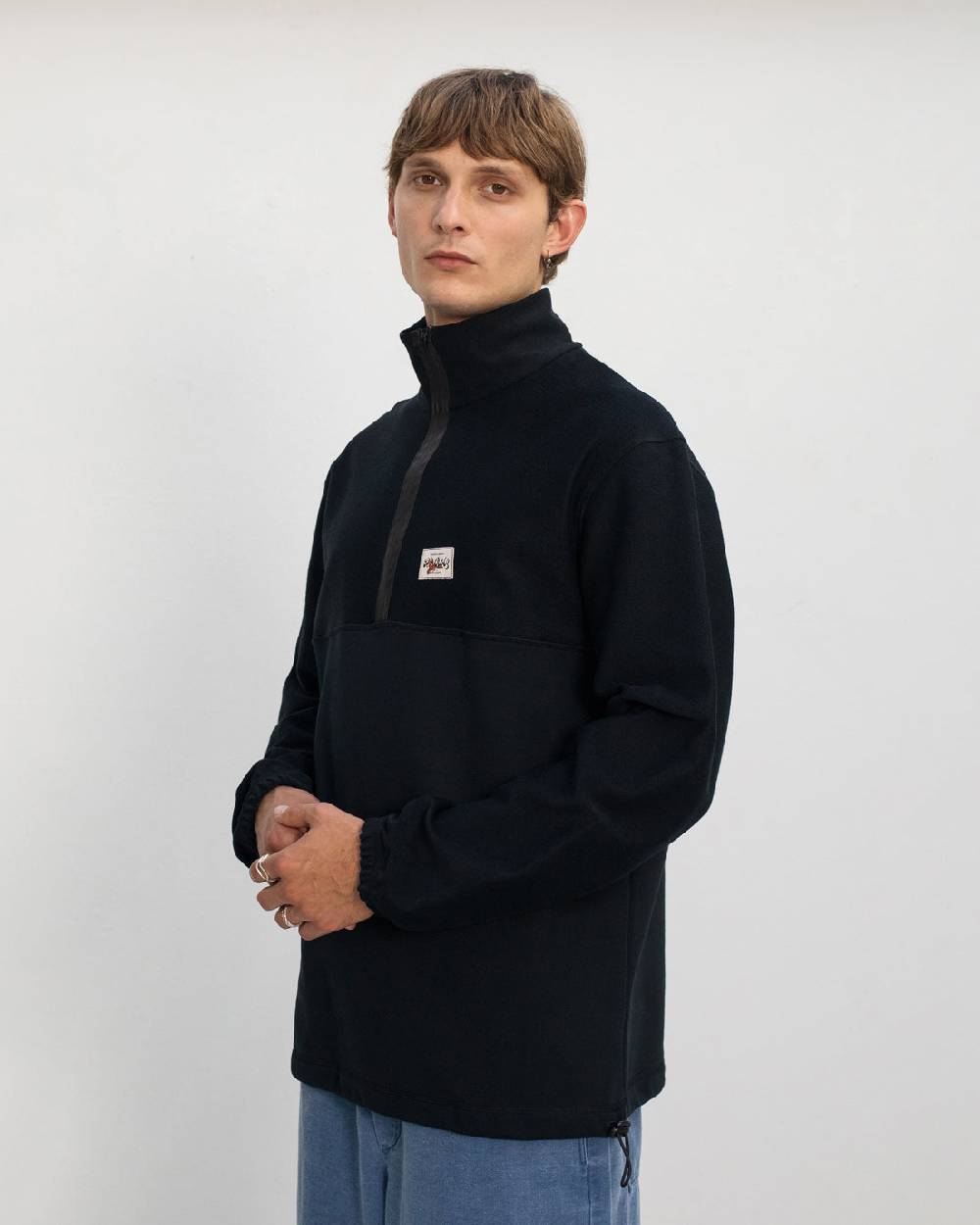 Rotholz Divided Sweatshirt Bio Baumwolle - Schwarz Lagerräumung