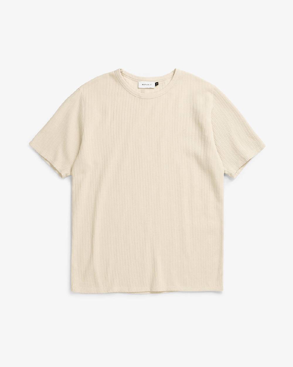 Rotholz Schweres Geripptes T-Shirt Bio Baumwolle - Sand