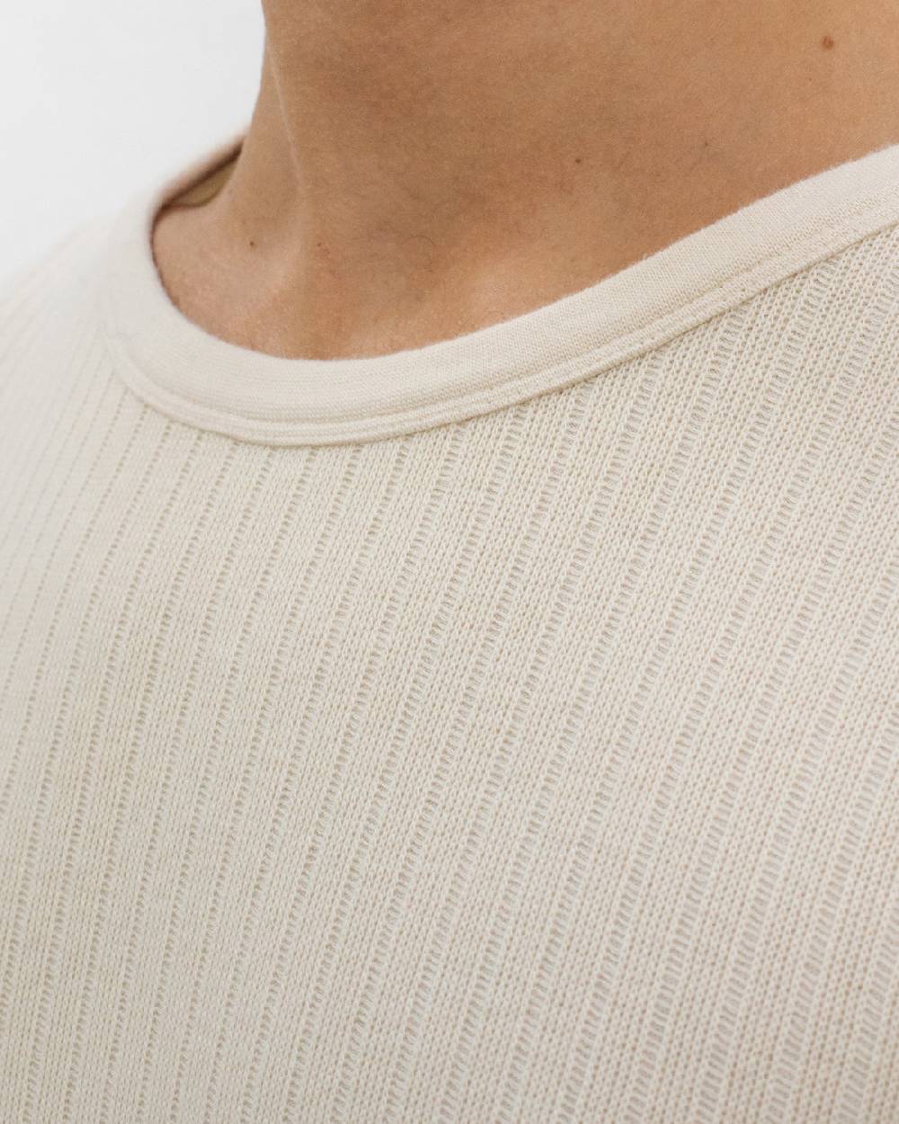 Rotholz Schweres Geripptes T-Shirt Bio Baumwolle - Sand Online Outlet