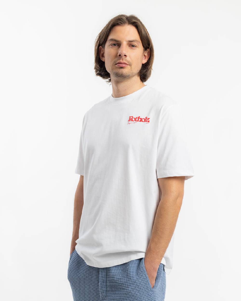 Rotholz Retro Logo T-Shirt Bio Baumwolle - Weiß Blitzangebot