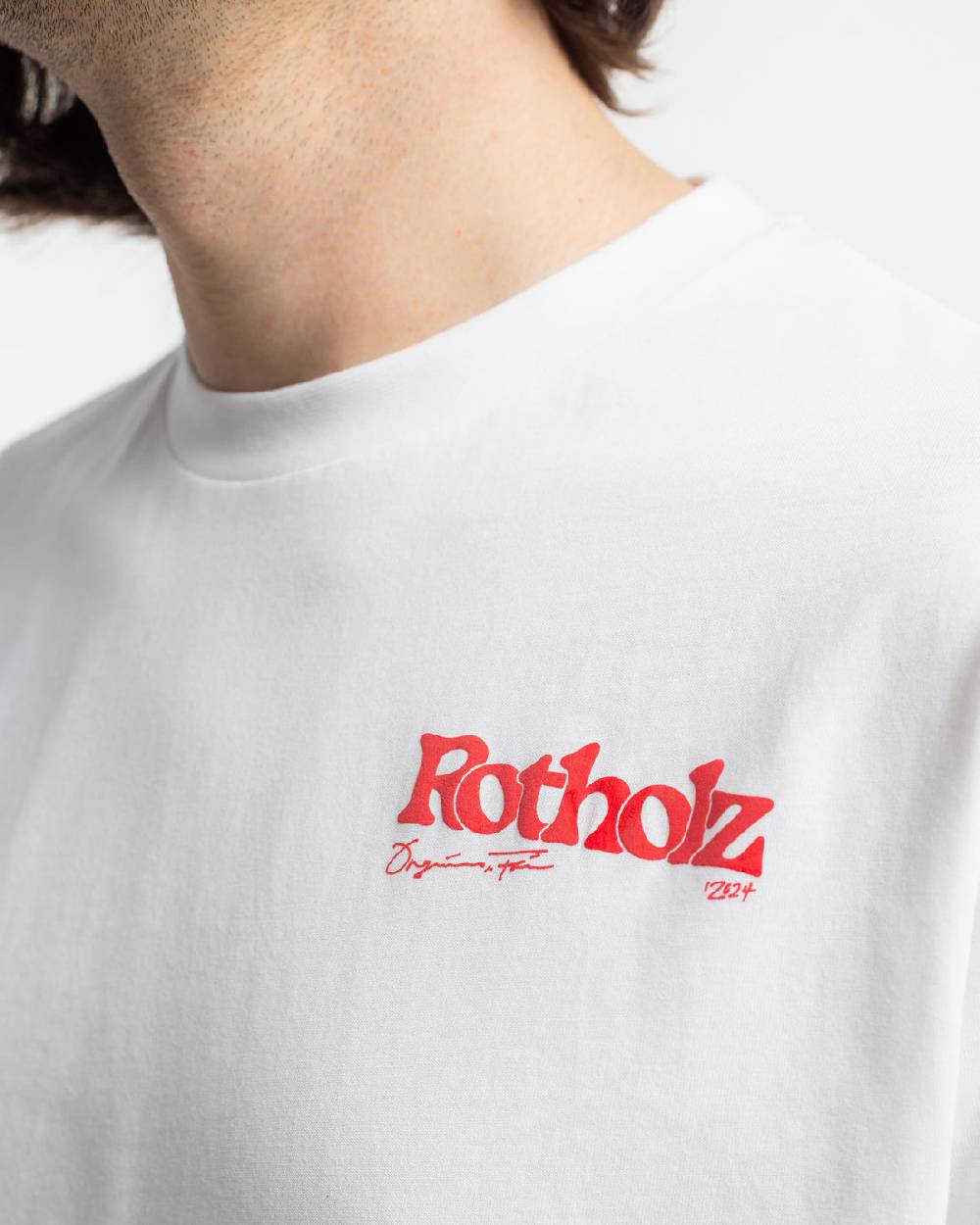 Rotholz Retro Logo T-Shirt Bio Baumwolle - Weiß Blitzangebot