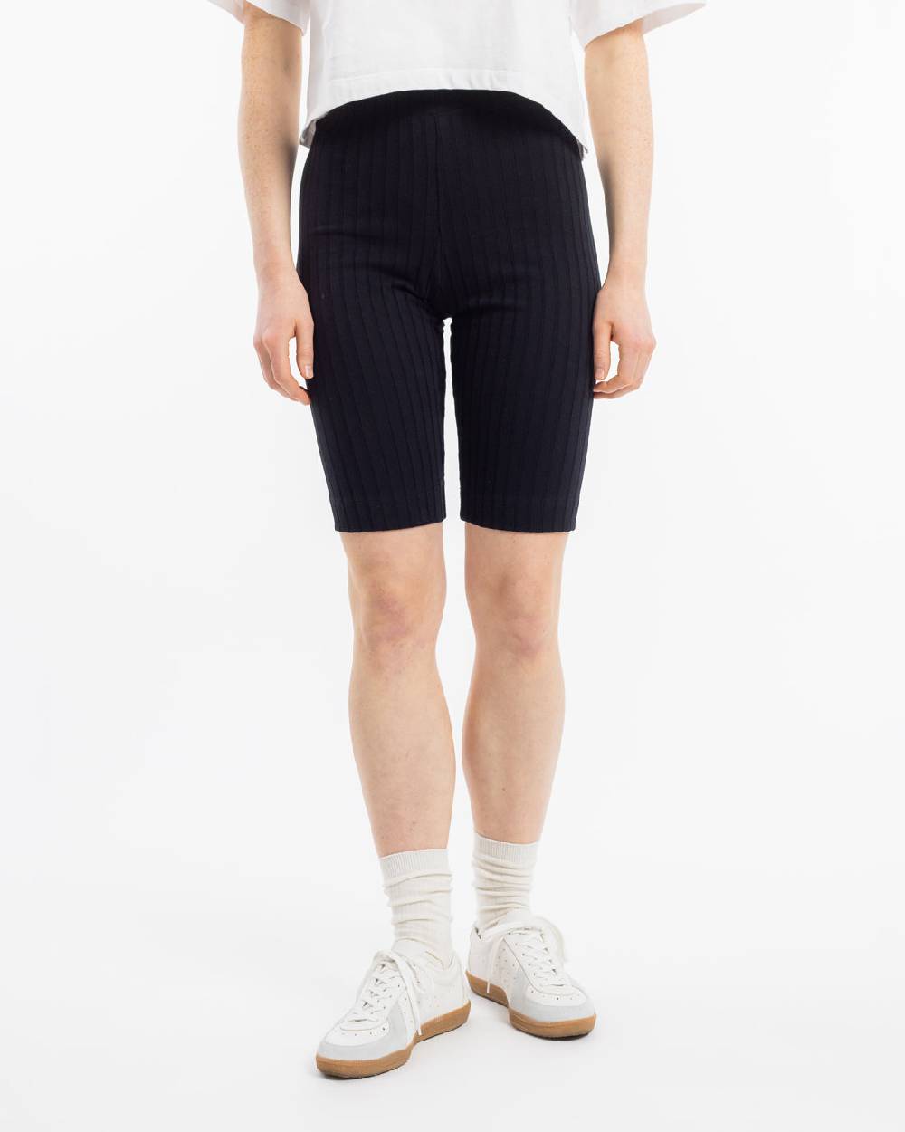 Rotholz Gerippte Biker Shorts Bio Baumwolle - Schwarz Räumungsverkauf