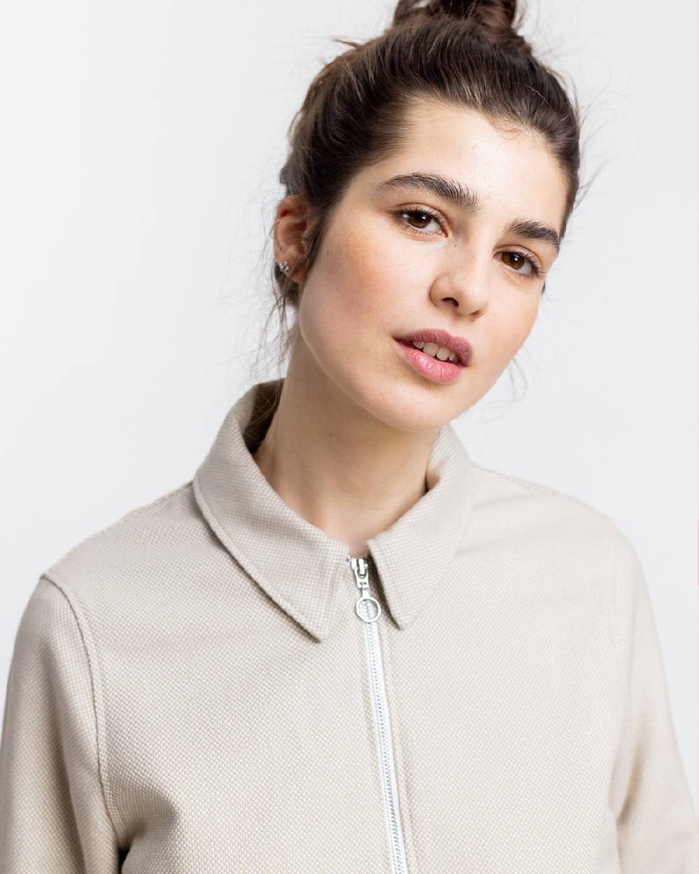 Rotholz Kurze Jacke aus Bio Canvas Beige Kariert Tiefpreis