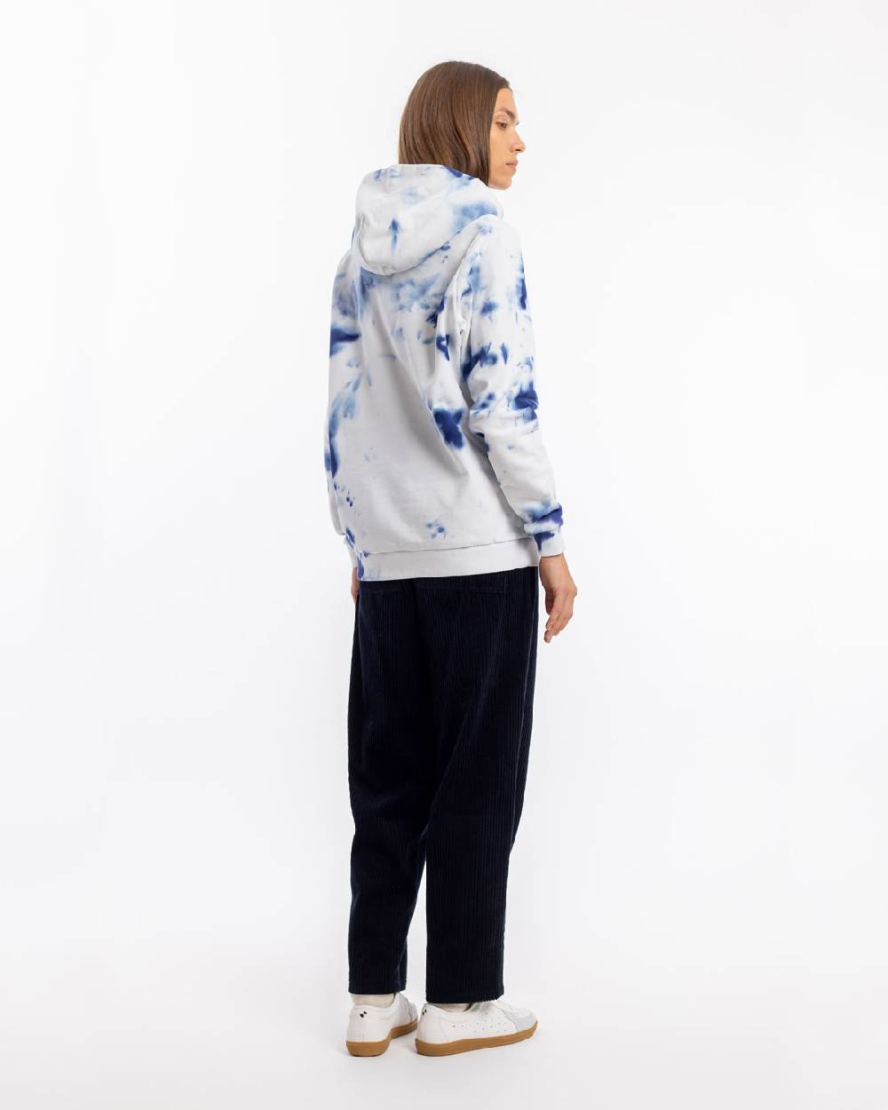 Rotholz Batik Hoodie Bio Baumwolle - Blau/Off-White Letzte 2 Tage