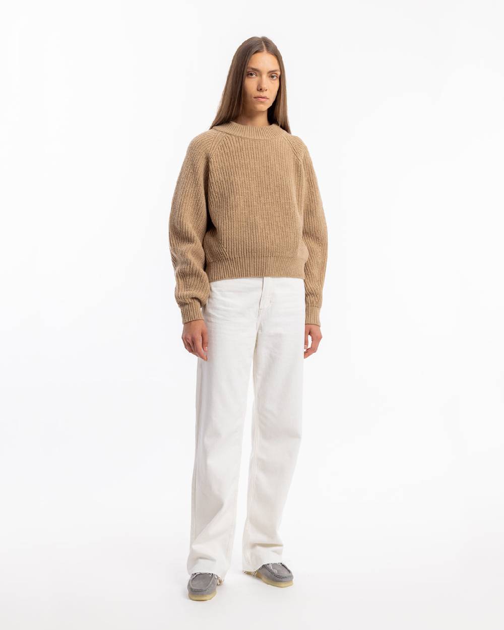 Rotholz Grober Strickpullover Wollmischung - Beige Nur noch ein Tag übrig