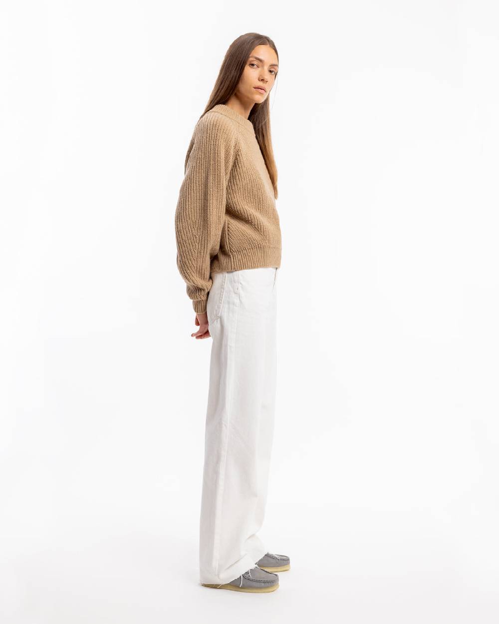 Rotholz Grober Strickpullover Wollmischung - Beige Nur noch ein Tag übrig
