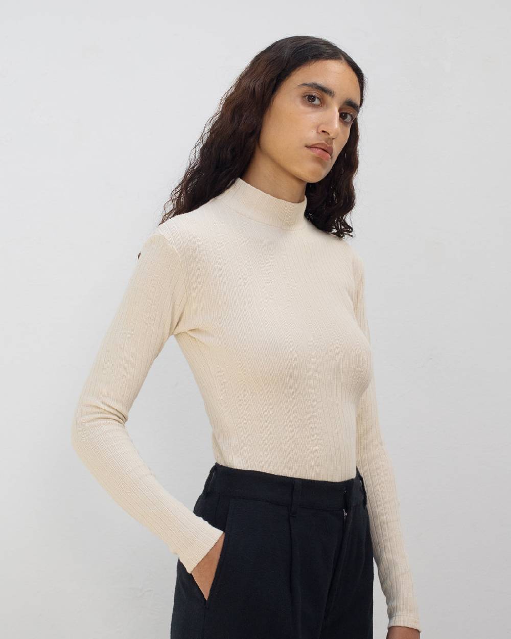 Rotholz Schweres Mockneck Longsleeve Bio Baumwolle - Sand Verkauf
