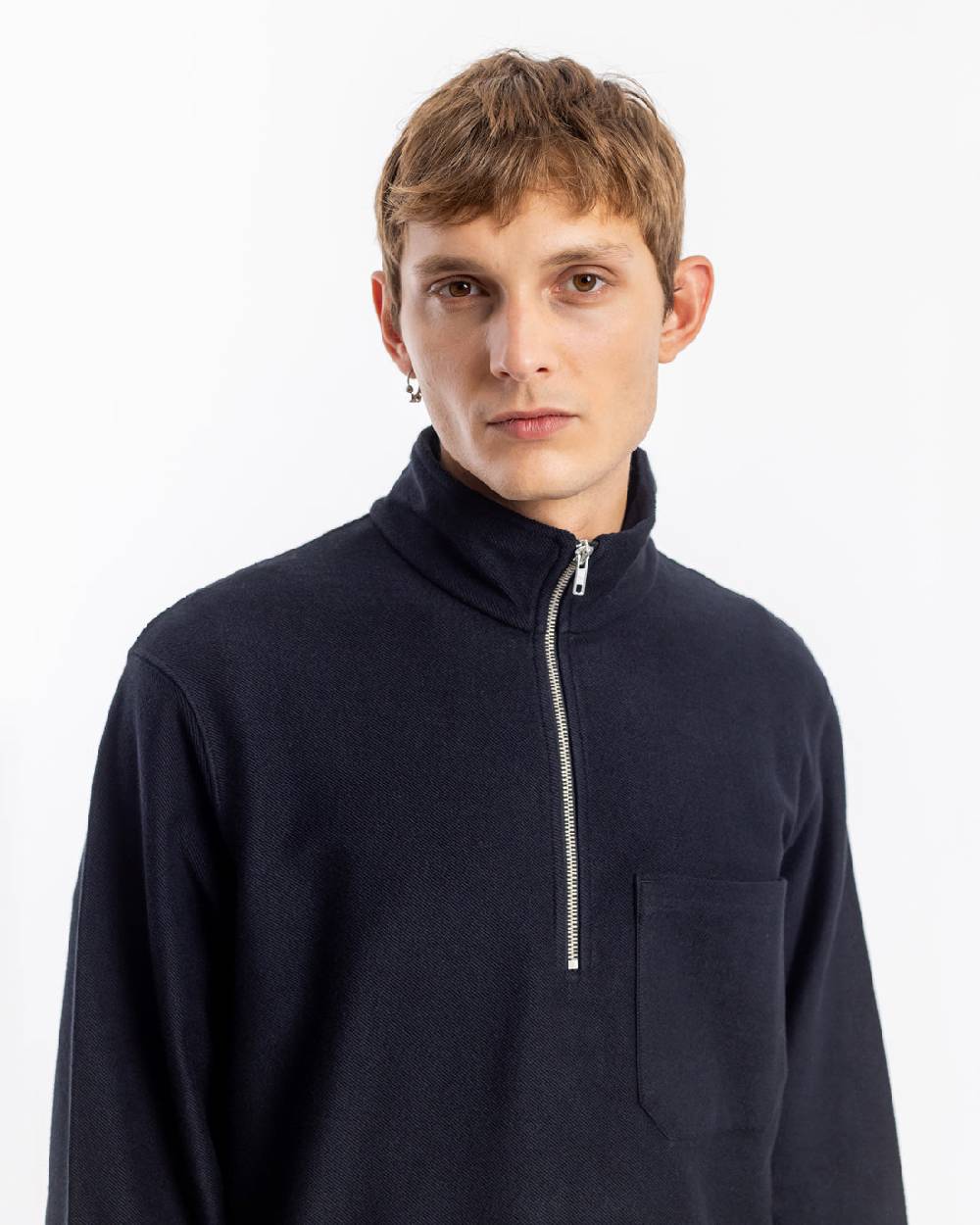 Rotholz Half Zip Sweatshirt Bio Baumwolle - Schwarz Kostenloser Versand