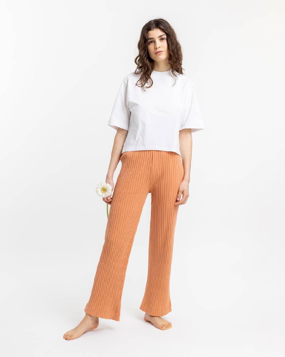 Rotholz Gerippte Hose aus Bio-Baumwolle Apricot Fabrikpreis