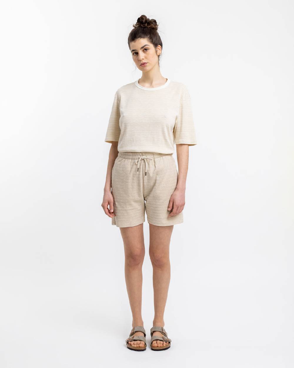 Rotholz Frottee Shorts aus Bio-Baumwolle Creme Sonderangebot