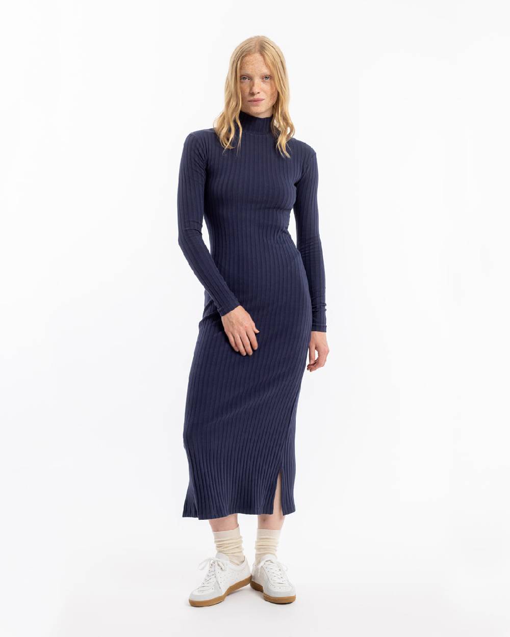 Rotholz Geripptes Kleid Bio Baumwolle - Dunkelblau Begrenztes Angebot