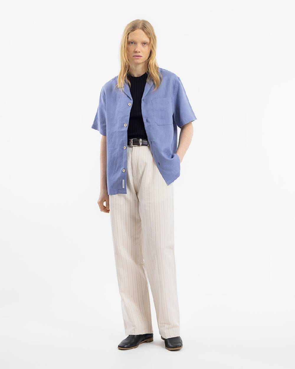 Rotholz Bowling Shirt Leinen Mix - Hellblau Valentinstagsangebot